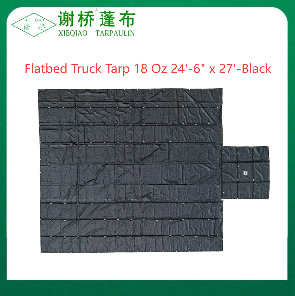 18oz Tarp de caminhão de mesa de 18 onças 24 "-6" "x27" (8 "queda)-preto